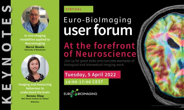 Euro-BioImaging is organizing a third online User Forum on Tuesday, April 5, 2022 from 14:00-17:00 CEST